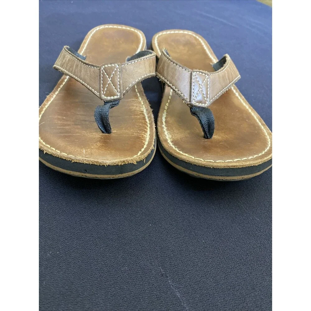 Clarks Womens  Sandals 9M Flip Flops 72162 Leather Upper  Brown Vacation